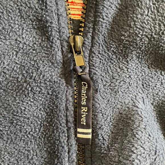 VTG Y2K CHARLES RIVER APPAREL Mens Full Zip Fleece Jacket Flag Blue 3XL Gorpcore - Picture 9 of 12